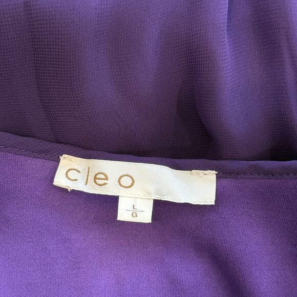 Cleo Pleated Asymmetrical Sleeveless Round Neck Top Purple Large - Picture 5 of 6